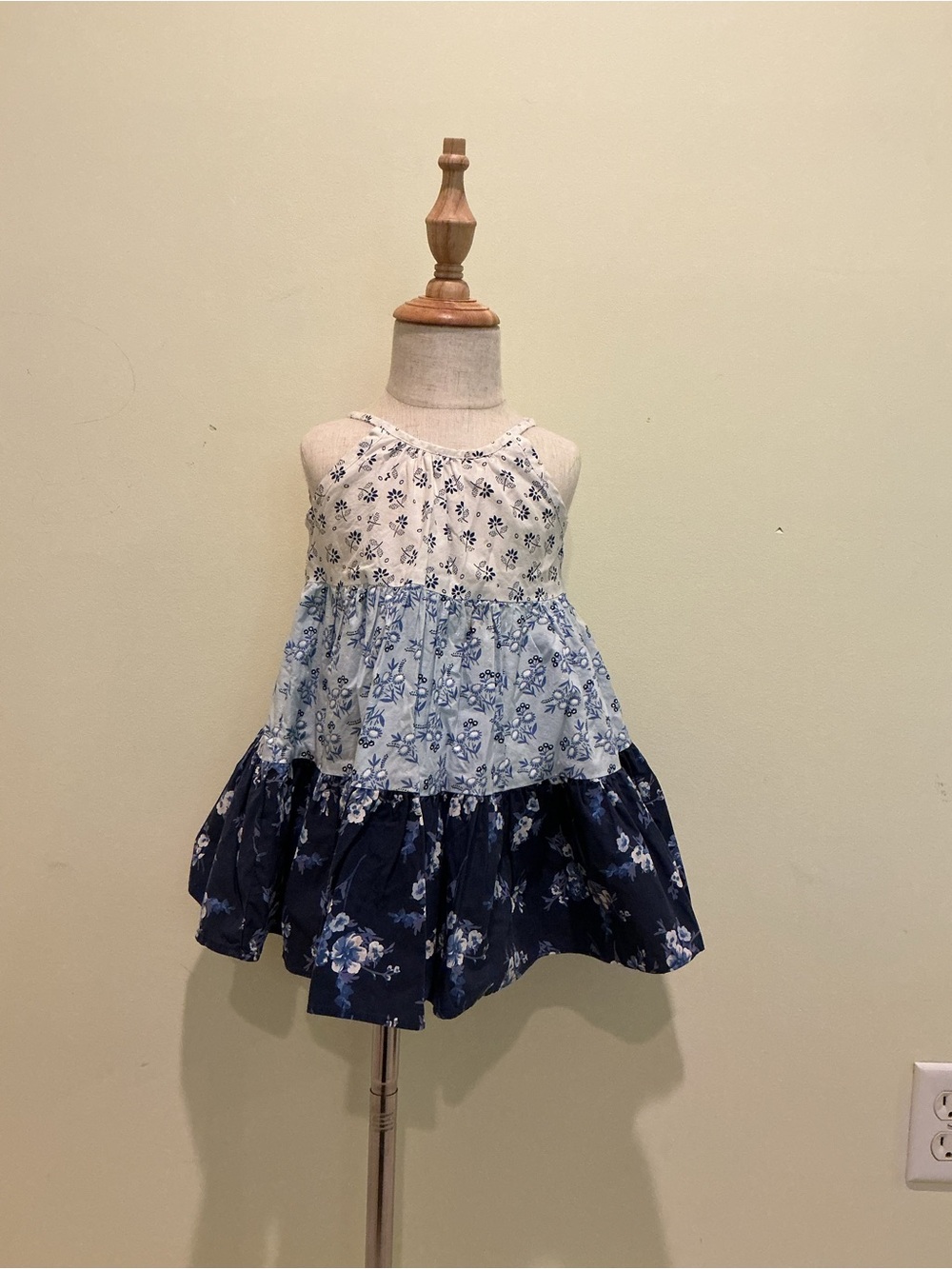Gymboree Blue and White Floral Tiered Dress